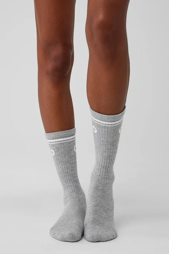 Calze unisex Throwback - Grigio melange sportivo/Bianco