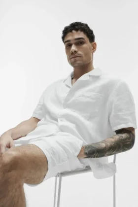 Camicia a maniche corte abbottonata Linen Days - Bianco