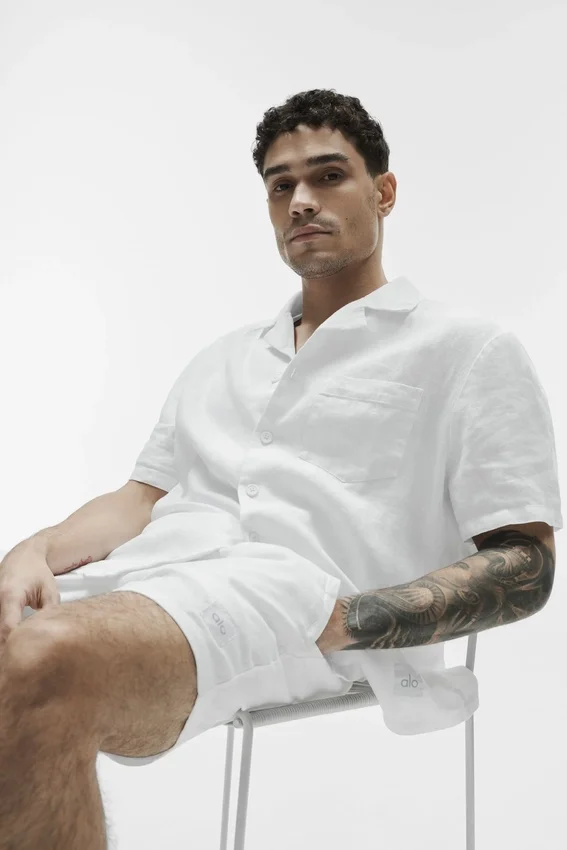 Camicia a maniche corte abbottonata Linen Days - Bianco