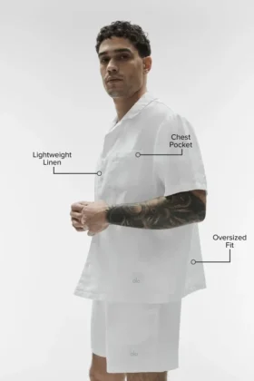Camicia a maniche corte abbottonata Linen Days – Bianco