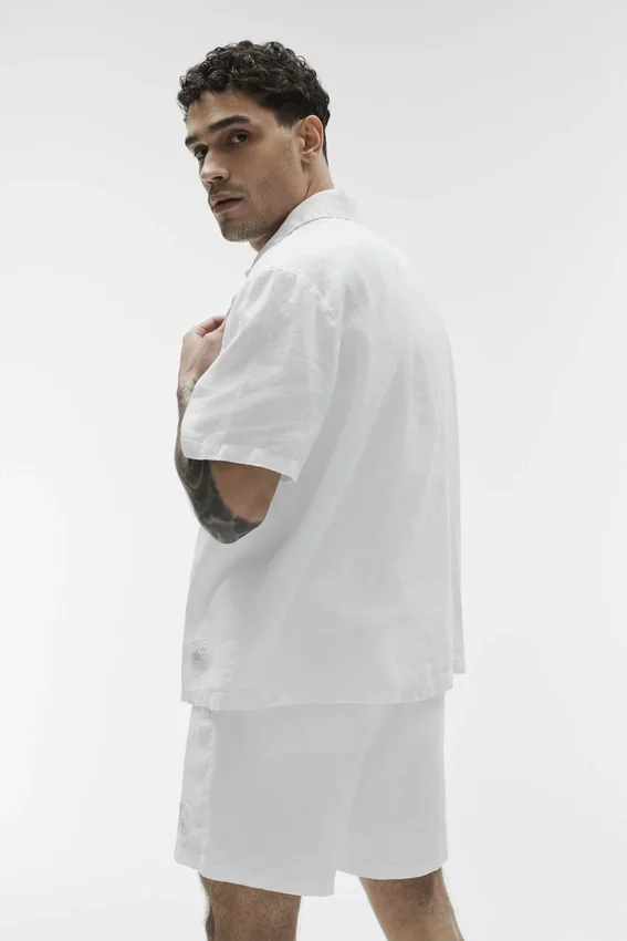 Camicia a maniche corte abbottonata Linen Days - Bianco