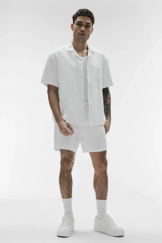 Camicia a maniche corte abbottonata Linen Days - Bianco