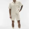 Camicia a maniche corte con bottoni Linen Days - Colore osso