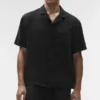 Camicia a maniche corte con bottoni Linen Days - Nero