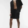 Camicia a maniche corte con bottoni Linen Days - Nero