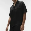 Camicia a maniche corte con bottoni Satin Horizon - Nero
