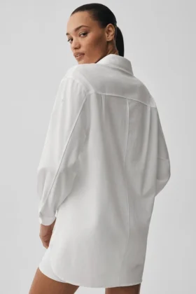 Camicia a maniche lunghe con bottoni Dreamscape – Bianca