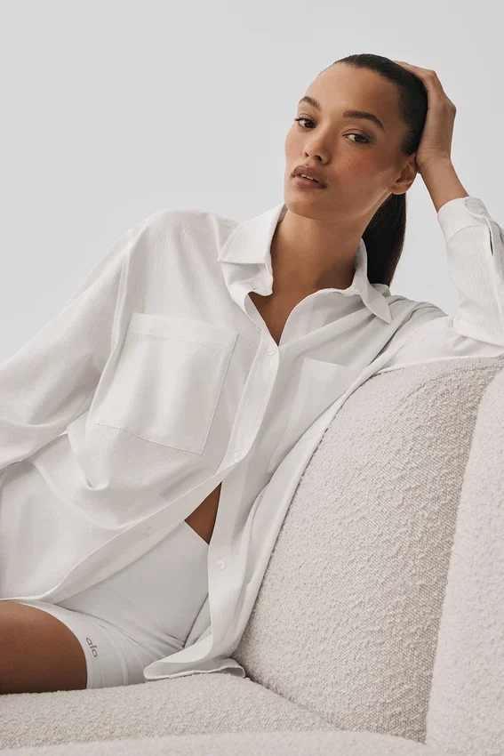 Camicia a maniche lunghe con bottoni Dreamscape - Bianca