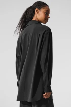 Camicia a maniche lunghe con bottoni Dreamscape – Nero