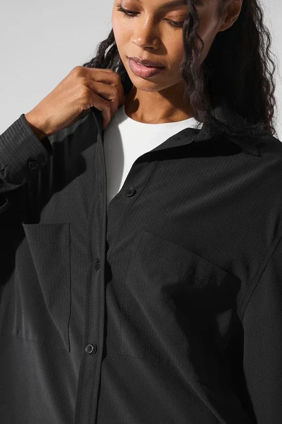 Camicia a maniche lunghe con bottoni Dreamscape - Nero