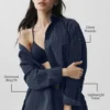 Camicia a maniche lunghe "Daylight" gessata - Blu navy/Avorio
