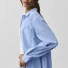 Camicia a maniche lunghe gessata Daylight con bottoni - Blu Provenza chiaro/Bianco