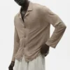 Camicia a maniche lunghe in jersey di lino Coastal - Gravel