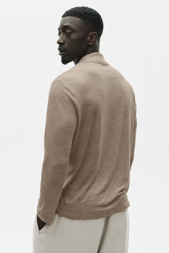 Camicia a maniche lunghe in jersey di lino Coastal - Gravel