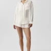 Camicia a maniche lunghe semi-trasparente Golden Hour con bottoni - Avorio