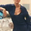 Camicia a maniche lunghe semi-trasparente Golden Hour con bottoni - Blu navy
