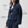 Camicia a maniche lunghe semi-trasparente Golden Hour con bottoni - Blu navy