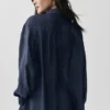 Camicia a maniche lunghe semi-trasparente Golden Hour con bottoni - Blu navy