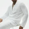 Camicia Coastal a maniche lunghe in jersey di lino - Bianco