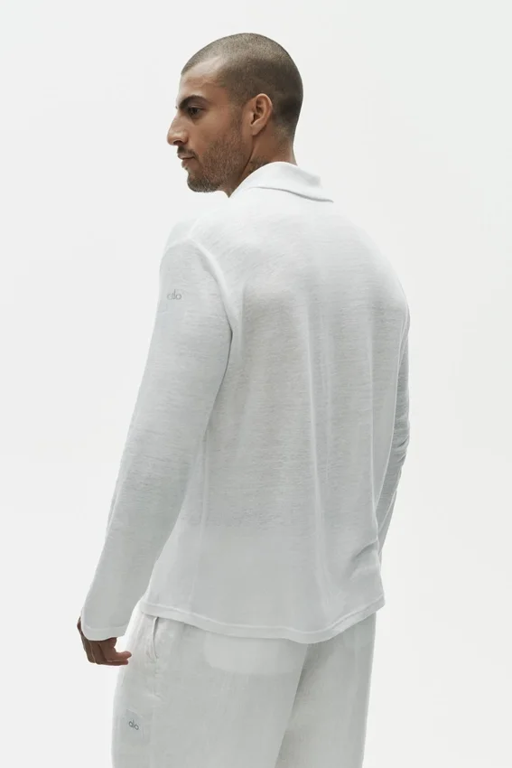 Camicia Coastal a maniche lunghe in jersey di lino - Bianco