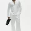 Camicia Coastal a maniche lunghe in jersey di lino - Bianco