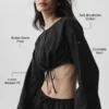 Camicia con maniche lunghe corta in cotone “Real Deal” - Nero