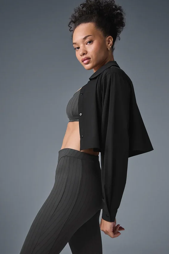 Camicia corta abbottonata “Take Me Out” - Nero