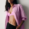 Camicia in cotone Real Deal con bottoni a maniche lunghe - Rosa Candy Heart