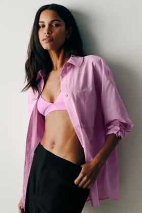 Camicia in cotone Real Deal con bottoni a maniche lunghe - Rosa Candy Heart