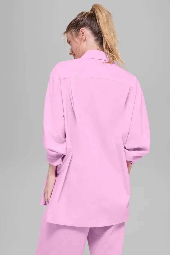 Camicia in cotone Real Deal con bottoni a maniche lunghe - Rosa Candy Heart