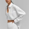Camicia in cotone Real Deal con bottoni e maniche lunghe - Bianco