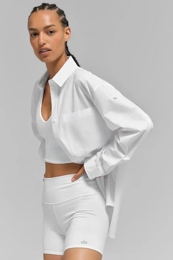Camicia in cotone Real Deal con bottoni e maniche lunghe - Bianco