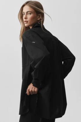 Camicia in cotone Real Deal con bottoni – Nero
