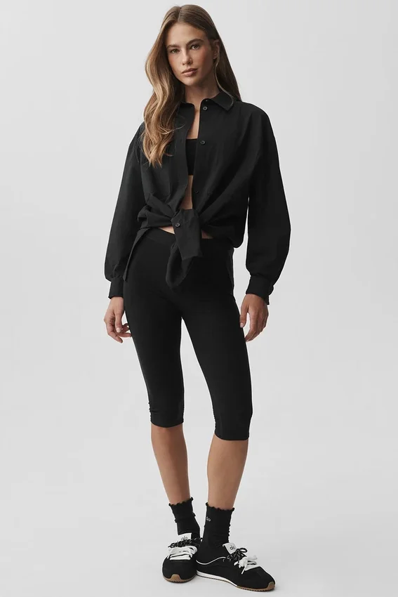 Camicia in cotone Real Deal con bottoni - Nero
