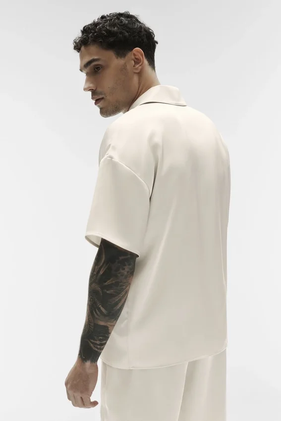 Camicia in raso con maniche corte Horizon - Colore osso