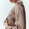 Camicia in seta lucente - Cacao alpino
