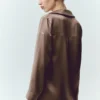 Camicia in seta lucente - Cacao alpino