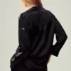 Camicia in seta luminosa con bottoni - Nero
