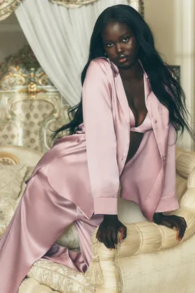 Camicia in seta Luminous con bottoni - Rosa champagne