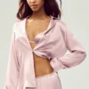 Camicia in seta Luminous con bottoni - Rosa champagne