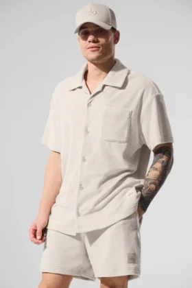 Camicia in spugna Coastal con bottoni - Colore osso
