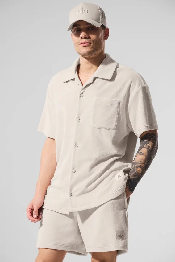 Camicia in spugna Coastal con bottoni - Colore osso