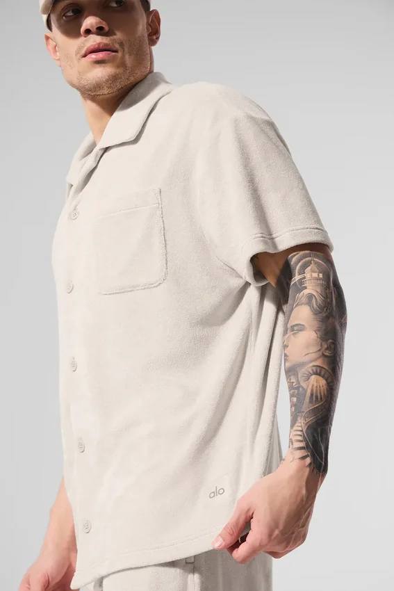 Camicia in spugna Coastal con bottoni - Colore osso