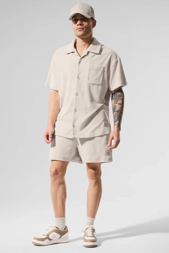 Camicia in spugna Coastal con bottoni - Colore osso