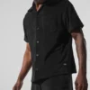 Camicia in spugna Coastal con bottoni - Nera