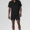 Camicia in spugna Coastal con bottoni - Nera