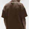 Camicia Satin Horizon a maniche corte con bottoni - Espresso