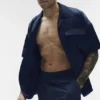 Camicia Satin Horizon a pantaloncini con bottoni - Navy