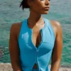 Canotta Alosoft Level Up con zip integrale - Blu azzurro