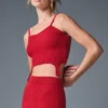 Canotta con giarrettiera in maglia denim - Rosso intenso/Rosso intenso scuro